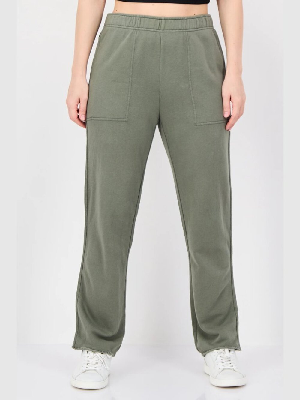 AERIE Olive Green Tapered Straight Leg Cotton Sweatpants Cool Girl Casual S